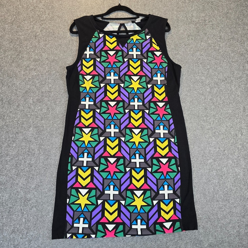 Divided by H&M Bodycon Mini Dress Womens Large Multicolor Keyhole Back Geometric